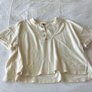 Universal Thread Knit Cropped Henley Tee, XXL